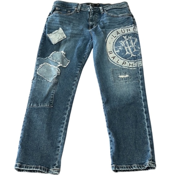 Lauren Ralph Lauren Black Label Relaxed Tapered Patchwork Logo Jean - 8 - Picture 5 of 13